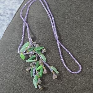 Heidi Daus Elegant Green and Purple Beaded Necklace